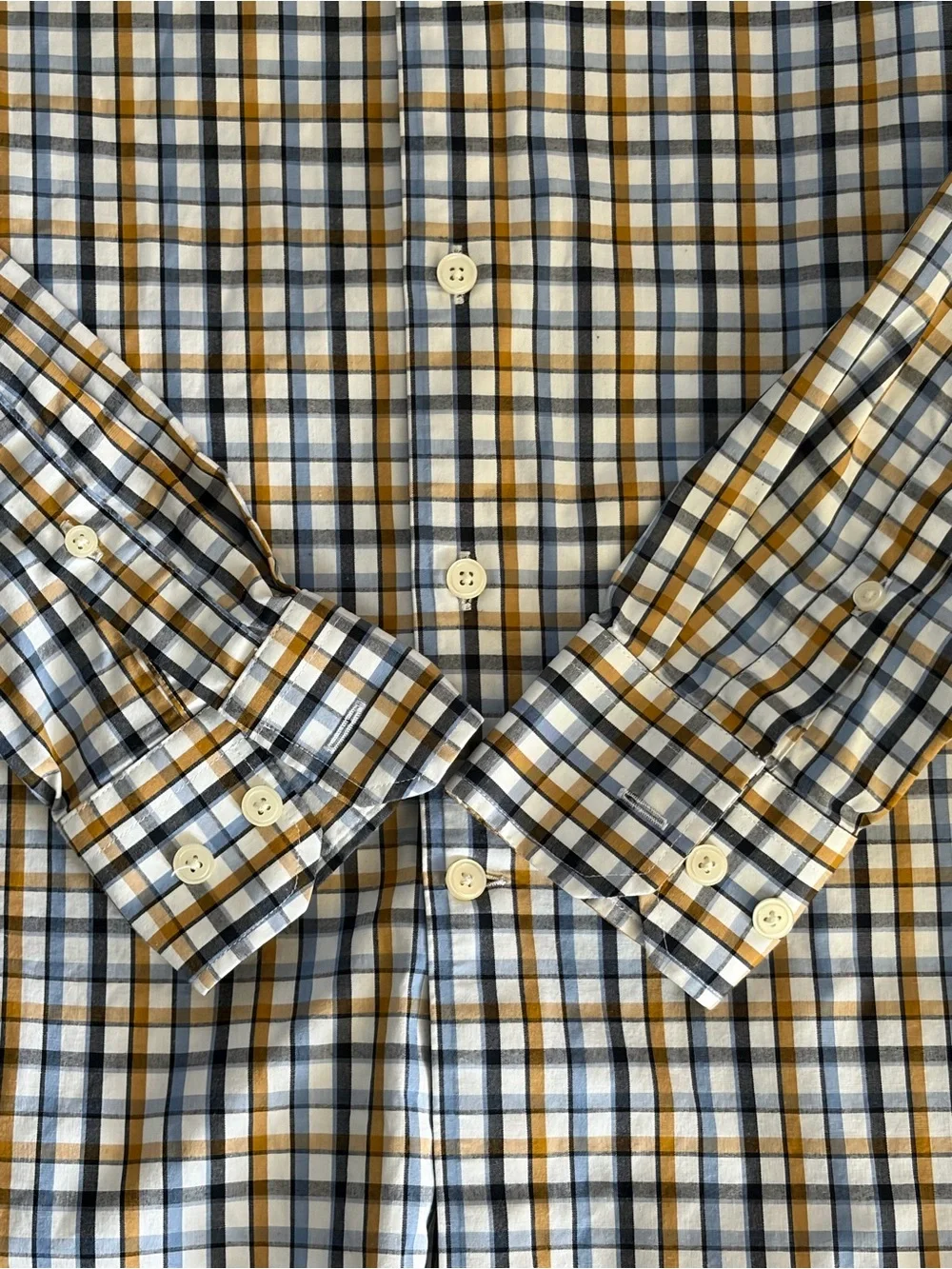 Banana Republic Athletic Fit Dress Shirt Blue White Tan Button-Up Cotton XS